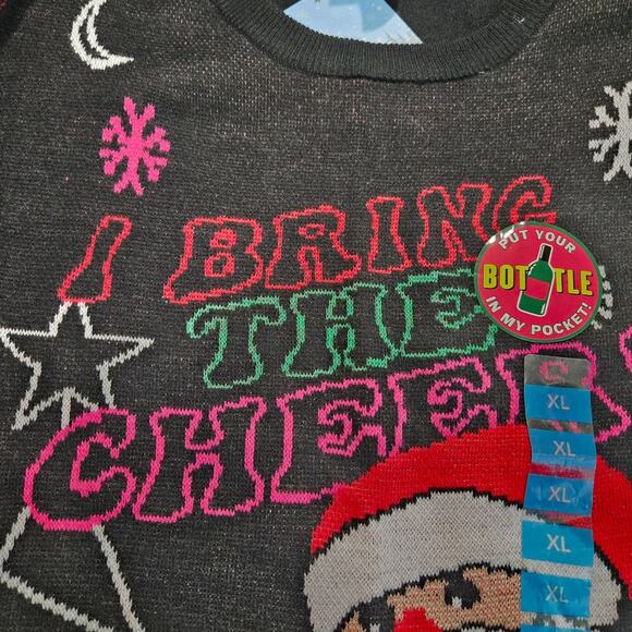 NWT Rockin' Around Christmas Sweater Santa Claus BYOB Pocket Sz XL Holiday - Picture 14 of 14